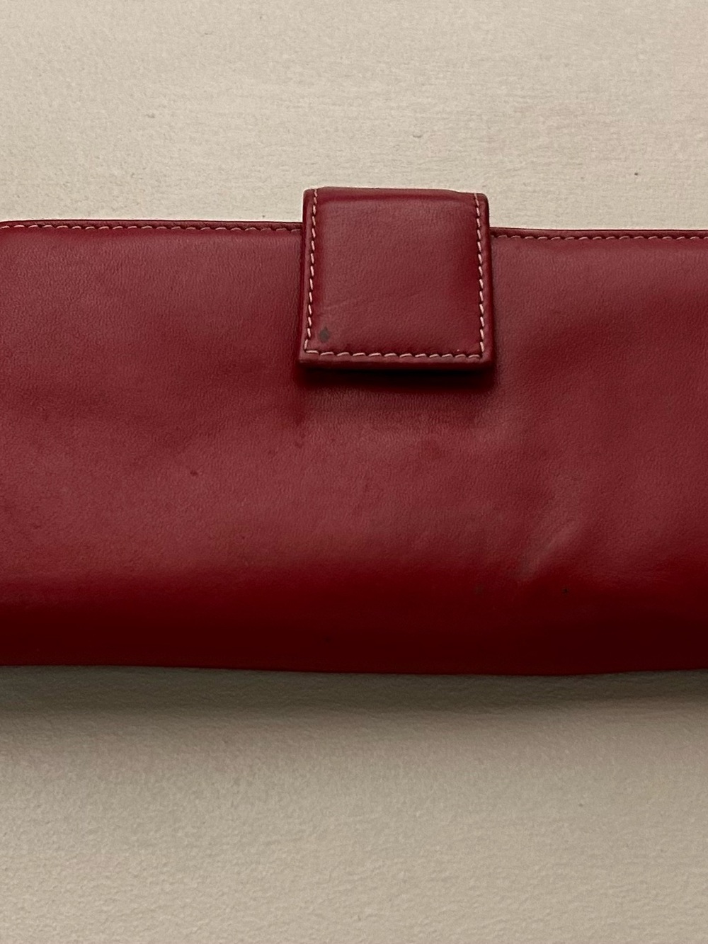Classic Red Leather Women's Wallet with Tab Closure